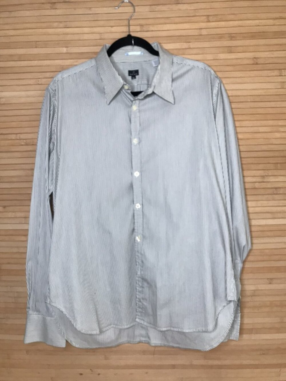 PS Paul Smith Men's tailored back Dress Shirt Black Ivory Striped Size XL